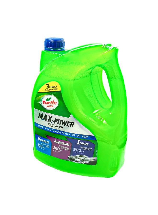 TurtleWax Turtle Wax M.A.X-Power Car Wash Shampoo 4L Mega Fill – Adjustable pH Cleaning Formula, 3 Levels Moderate Aggressive Xtreme Strength, High Foam Concentrate, Removes Dirt Mud Bugs Brake Dust Sap, Safe on Paint Wax Exterior Surfaces - Image 2
